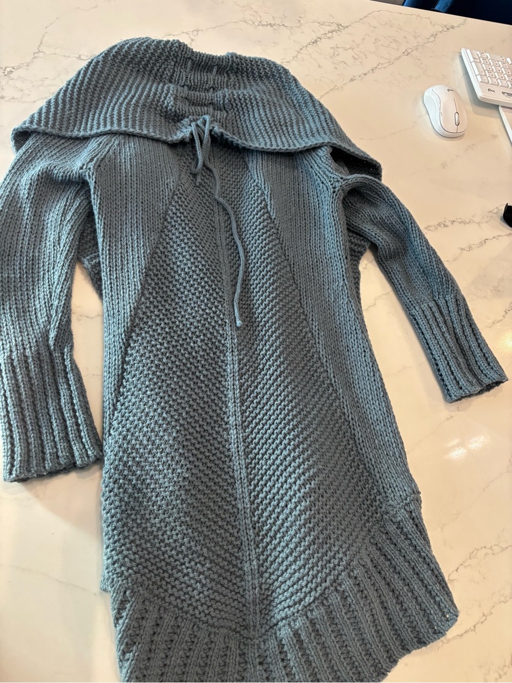 Angel Of The North Slate Blue Ruffled Open-Front Cardigan CT - Picture 10 of 11